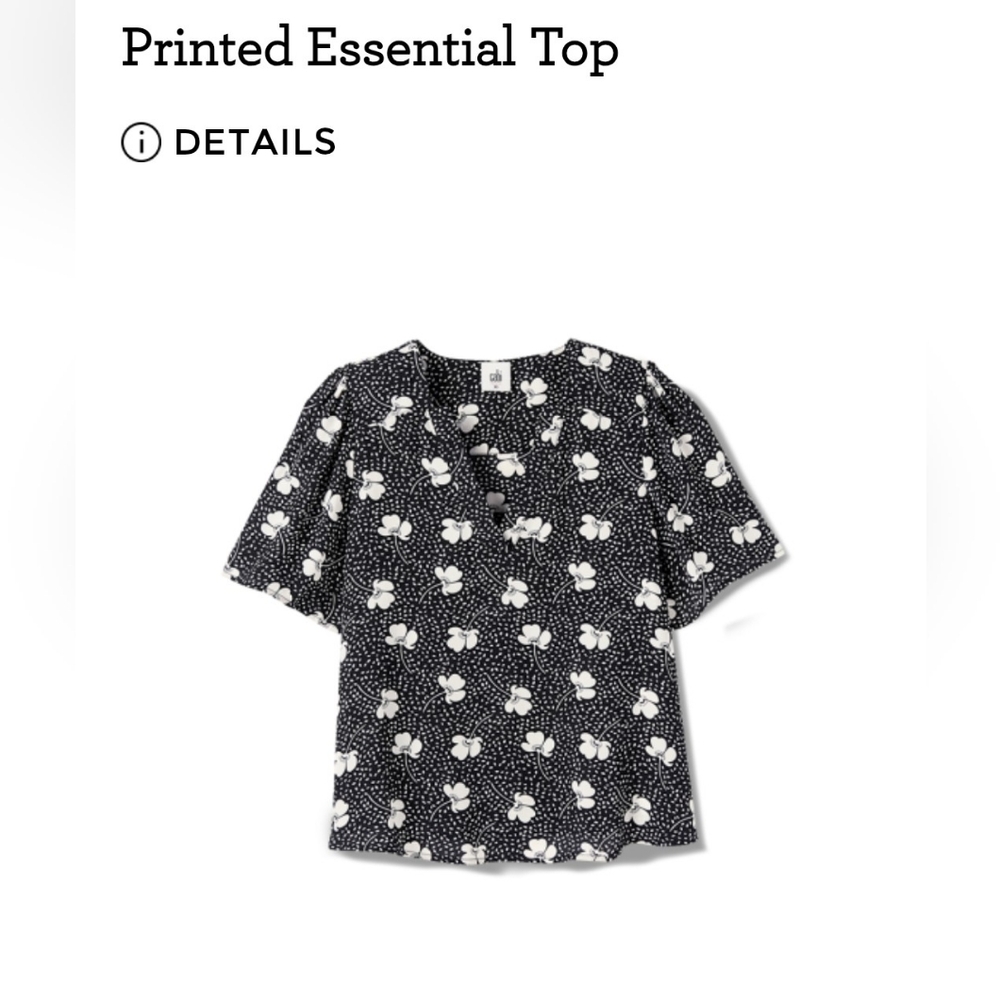Cabi Spring 2024 Navy Printed Essential Top Size XL NWT